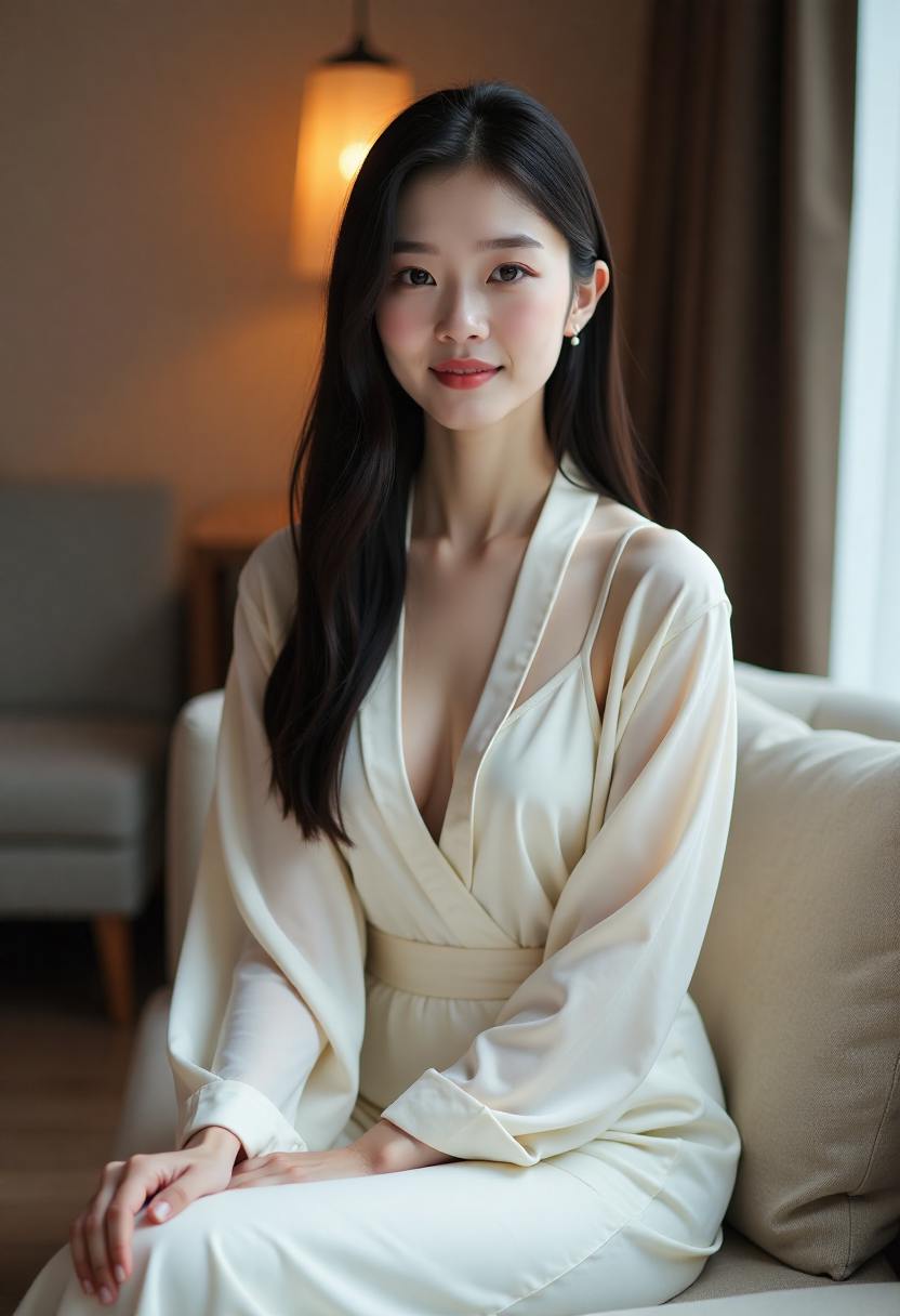 冷调亚麻长发在自然光下的分层展示