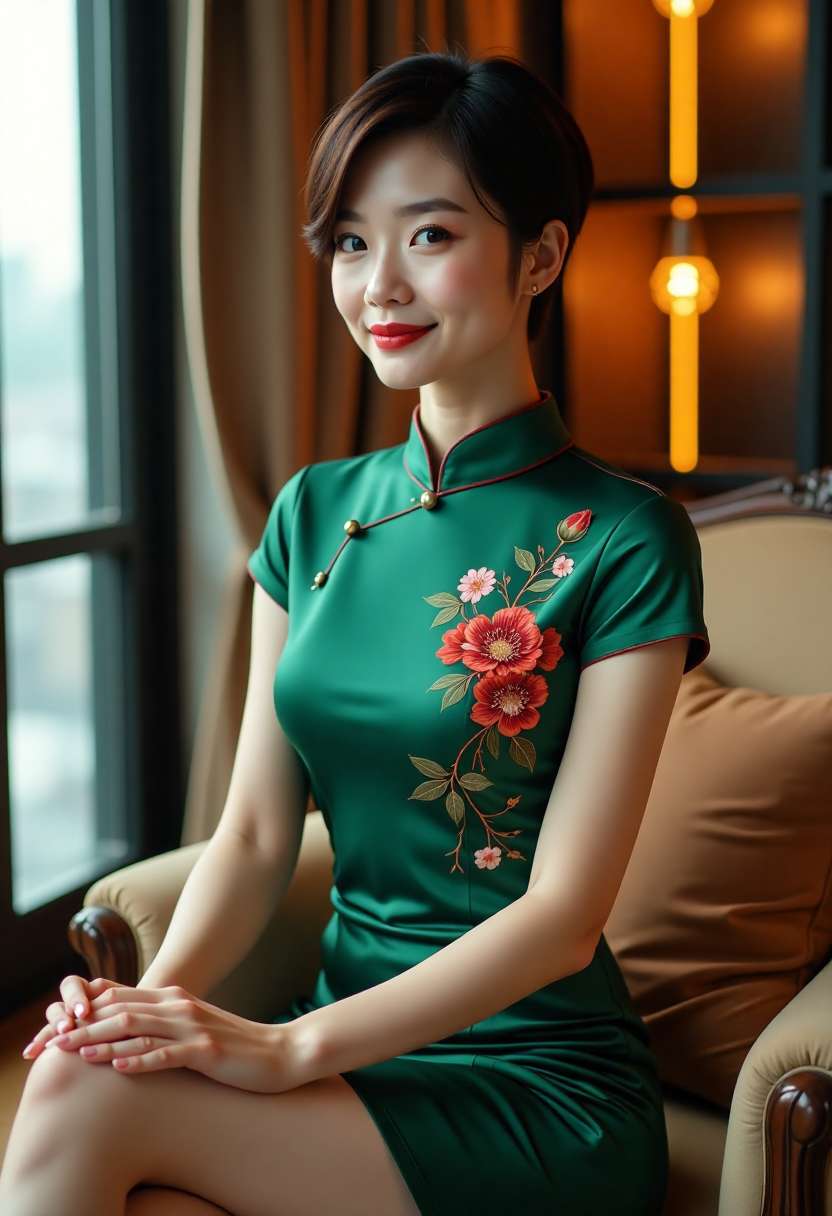奶茶亚麻齐肩发室内试色